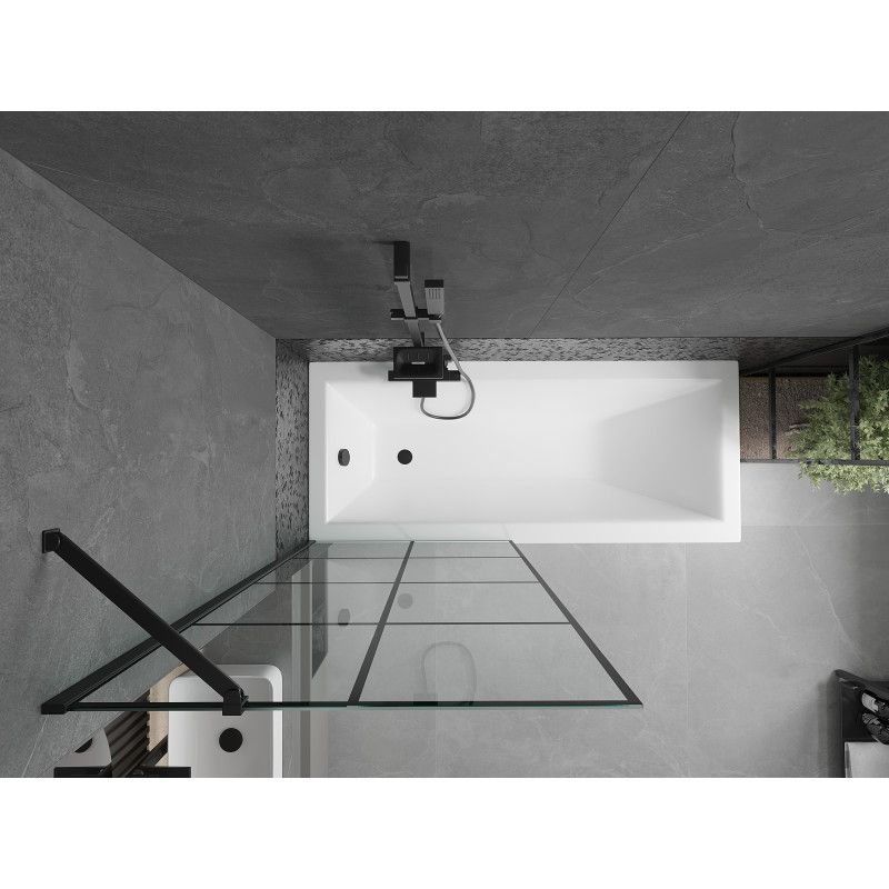 Wanna prostokątna Mexen Cubik 150 x 70 cm z obudową i parawanem 1-skrzydłowym 80 cm czarny wzór  550315070X9508007077 1 szt.