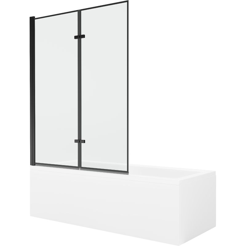 Wanna prostokątna Mexen Cubik 150 x 70 cm z obudową i parawanem 2-skrzydłowym 120 cm czarny wzór  550315070X9212027070 1 szt.