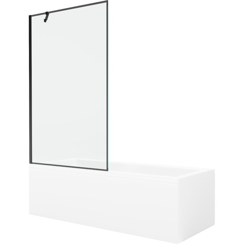 Wanna prostokątna Mexen Cubik 160 x 70 cm z obudową i parawanem 1-skrzydłowym 100 cm czarny wzór  550316070X9510007070 1 szt.