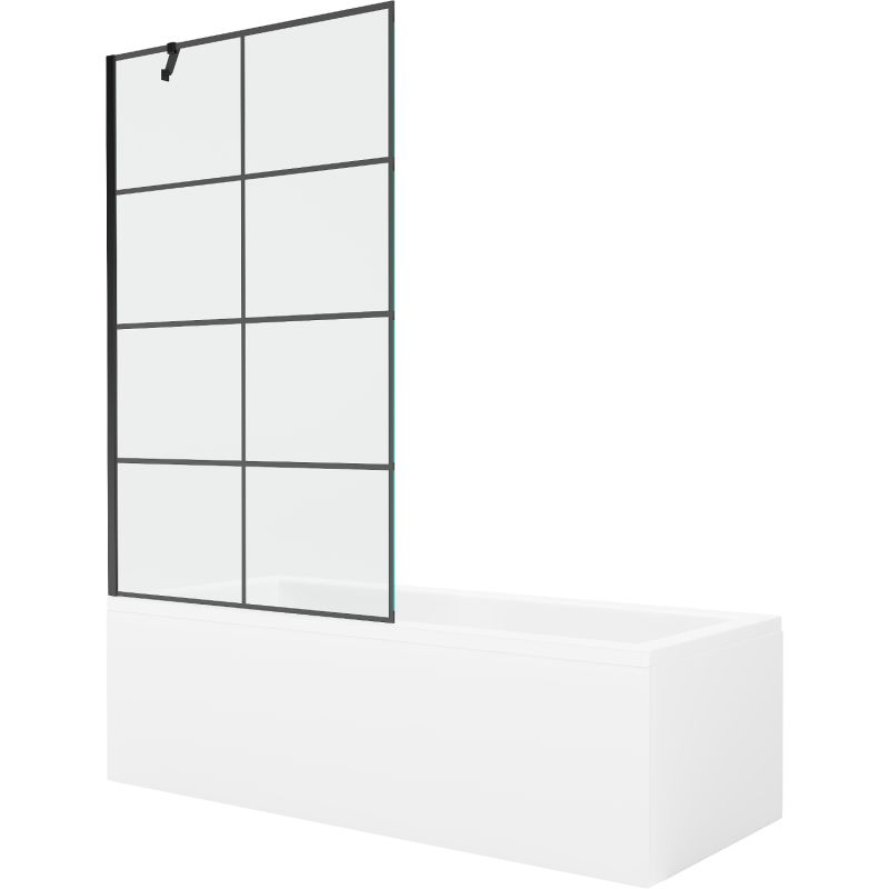 Wanna prostokątna Mexen Cubik 160 x 70 cm z obudową i parawanem 1-skrzydłowym 100 cm czarny wzór  550316070X9510007077 1 szt.