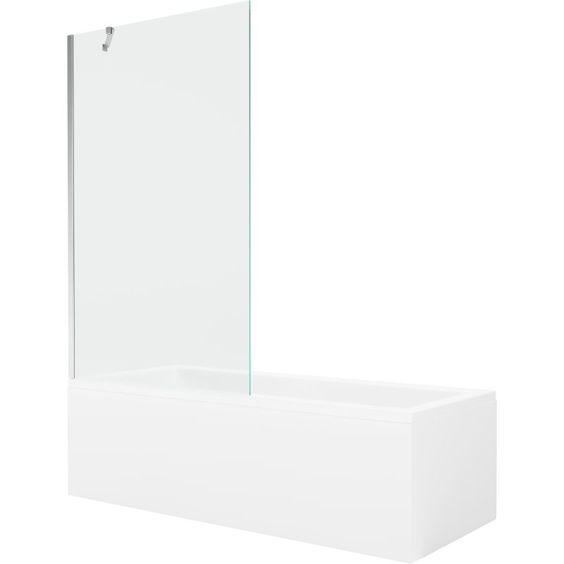 Wanna prostokątna Mexen Cubik 160 x 70 cm z obudową i parawanem 1-skrzydłowym 100 cm transparent chrom 1 kpl.