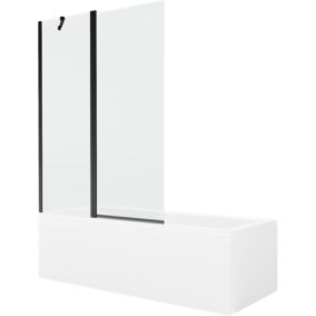 Wanna prostokątna Mexen Cubik 160 x 70 cm z obudową i parawanem 1-skrzydłowym 120 cm transparent czarny 1 kpl.