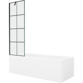 Wanna prostokątna Mexen Cubik 160 x 70 cm z obudową i parawanem 1-skrzydłowym 60 cm czarny wzór 1 szt.