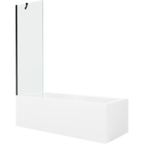 Wanna prostokątna Mexen Cubik 160 x 70 cm z obudową i parawanem 1-skrzydłowym 60 cm transparent czarny 1 kpl.