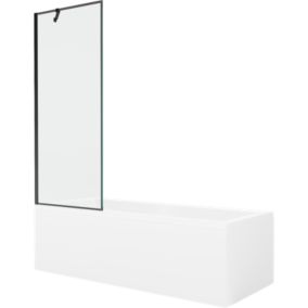 Wanna prostokątna Mexen Cubik 160 x 70 cm z obudową i parawanem 1-skrzydłowym 70 cm czarny wzór  550316070X9507007070 1 szt.