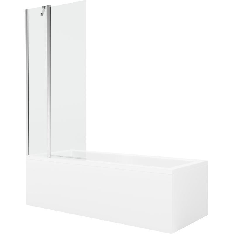 Wanna prostokątna Mexen Cubik 160 x 70 cm z obudową i parawanem 1-skrzydłowym 80 cm transparent chrom  550316070X9408110100 1 szt.