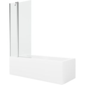 Wanna prostokątna Mexen Cubik 160 x 70 cm z obudową i parawanem 1-skrzydłowym 80 cm transparent chrom  550316070X9408110100 1 szt.