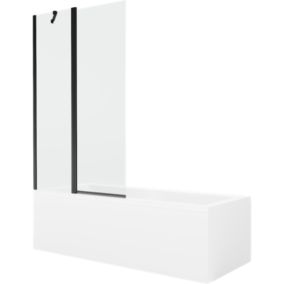 Wanna prostokątna Mexen Cubik 170 x 70 cm z obudową i parawanem 1-skrzydłowym 100 cm transparent czarny 1 szt.