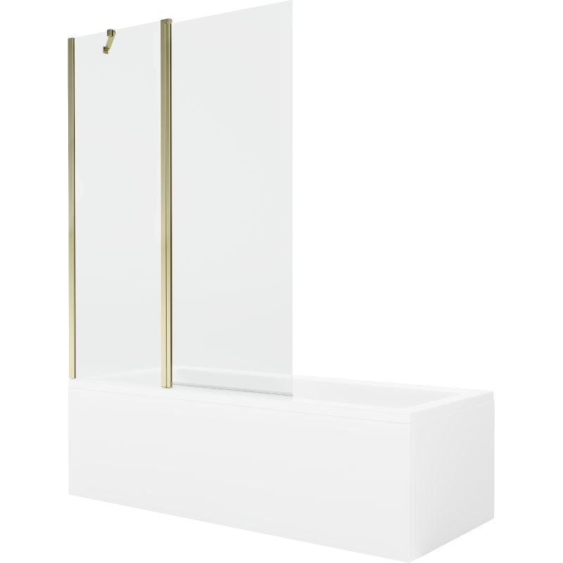 Wanna prostokątna Mexen Cubik 170 x 70 cm z obudową i parawanem 1-skrzydłowym 120 cm transparent złoty 1 kpl.
