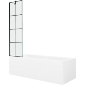 Wanna prostokątna Mexen Cubik 170 x 70 cm z obudową i parawanem 1-skrzydłowym 50 cm czarny wzór 1 szt.