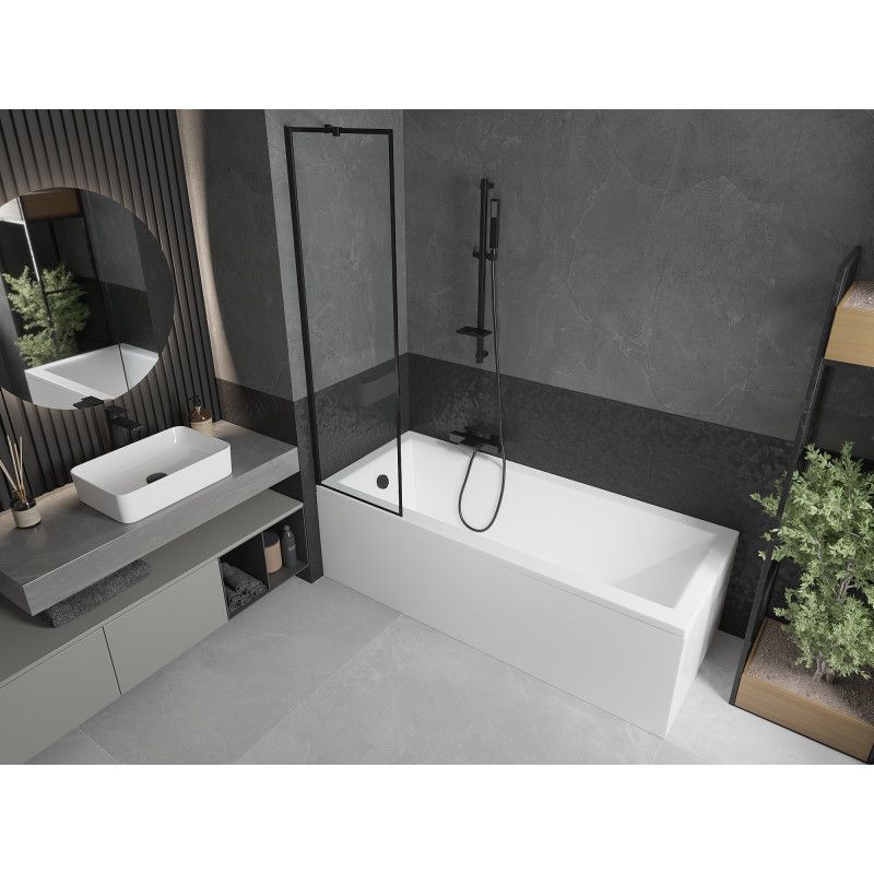 Wanna prostokątna Mexen Cubik 170 x 70 cm z obudową i parawanem 1-skrzydłowym 50 cm czarny wzór  550317070X9505007070 1 szt.