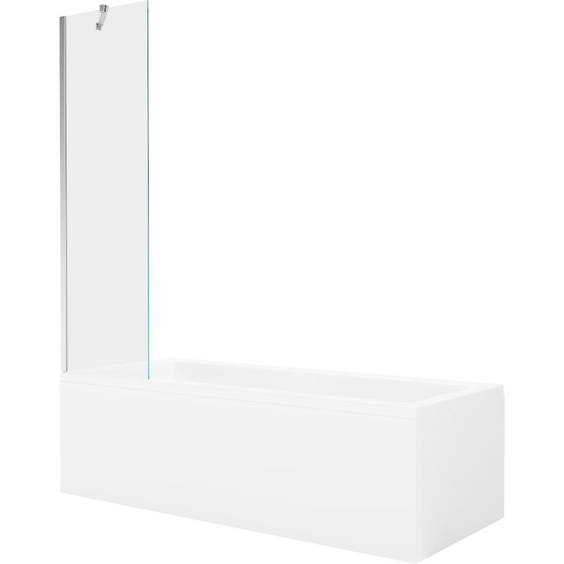 Wanna prostokątna Mexen Cubik 170 x 70 cm z obudową i parawanem 1-skrzydłowym 50 cm transparent chrom 1 kpl.