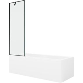 Wanna prostokątna Mexen Cubik 170 x 70 cm z obudową i parawanem 1-skrzydłowym 60 cm czarny wzór  550317070X9506007070 1 szt.