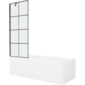 Wanna prostokątna Mexen Cubik 170 x 70 cm z obudową i parawanem 1-skrzydłowym 70 cm czarny wzór  550317070X9507007077 1 szt.