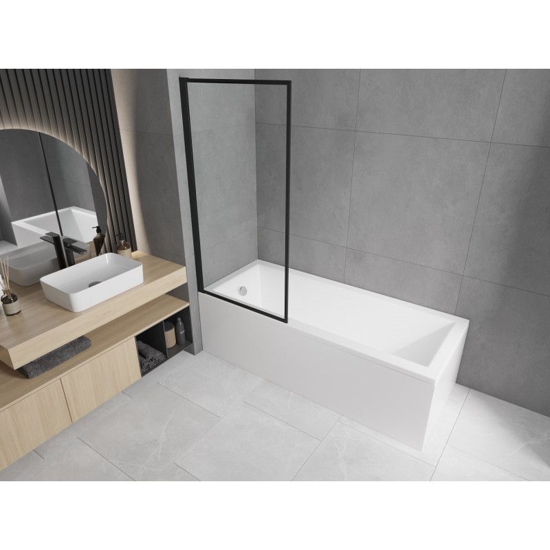 Wanna prostokątna Mexen Cubik 170 x 70 cm z obudową i parawanem 1-skrzydłowym 70 cm czarny wzór fix  550317070X9307007070 1 szt.
