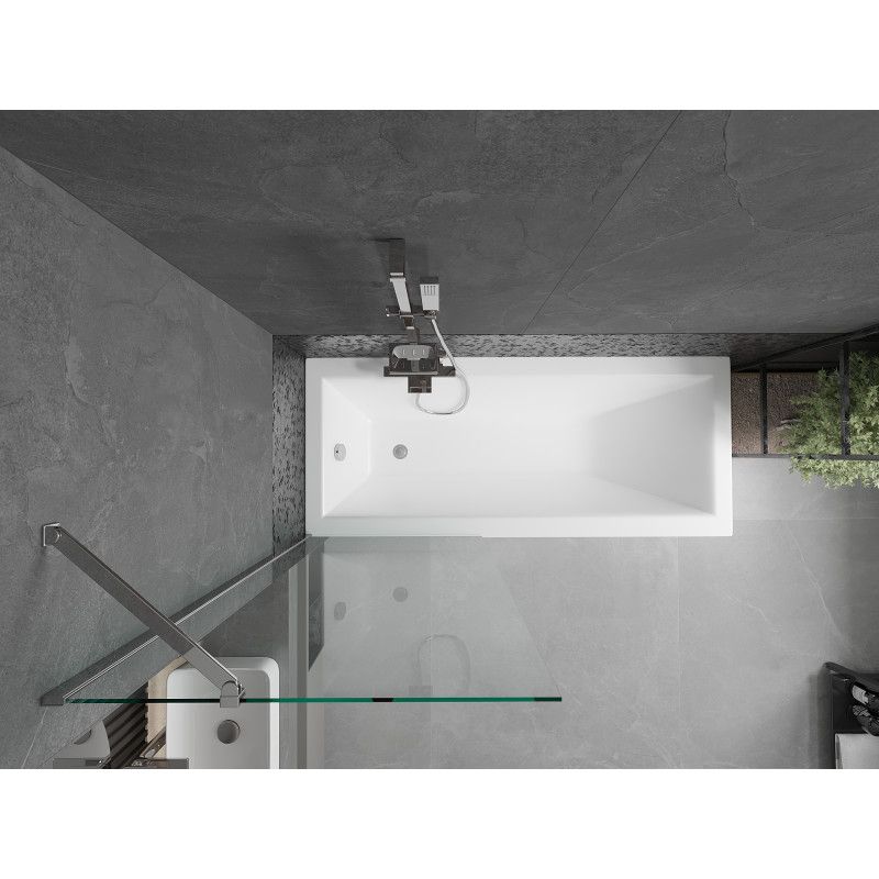 Wanna prostokątna Mexen Cubik 170 x 70 cm z obudową i parawanem 1-skrzydłowym 70 cm transparent chrom  550317070X9507000001 1 szt.