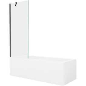 Wanna prostokątna Mexen Cubik 170 x 70 cm z obudową i parawanem 1-skrzydłowym 70 cm transparent czarny 1 kpl.