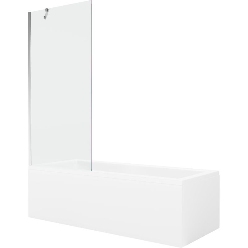 Wanna prostokątna Mexen Cubik 170 x 70 cm z obudową i parawanem 1-skrzydłowym 80 cm transparent chrom  550317070X9508000001 1 szt.