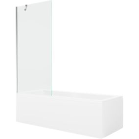 Wanna prostokątna Mexen Cubik 170 x 70 cm z obudową i parawanem 1-skrzydłowym 80 cm transparent chrom  550317070X9508000001 1 szt.