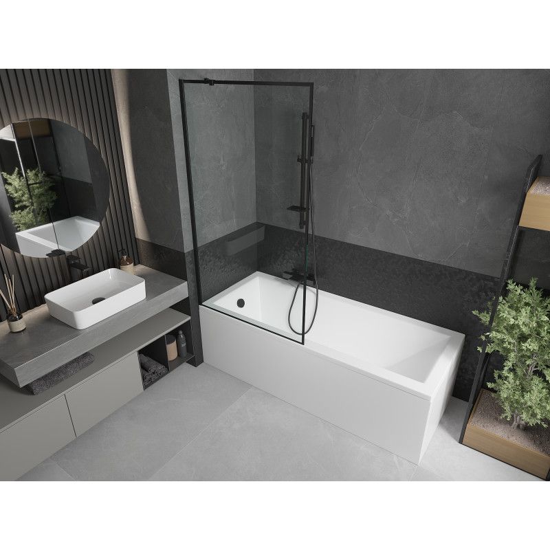 Wanna prostokątna Mexen Cubik 170 x 70 cm z obudową i parawanem 1-skrzydłowym 90 cm czarny wzór  550317070X9509007070 1 szt.