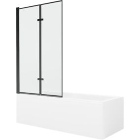 Wanna prostokątna Mexen Cubik 170 x 70 cm z obudową i parawanem 2-skrzydłowym 100 cm czarny wzór  550317070X9210027070 1 szt.