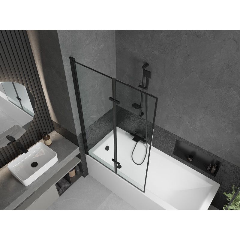 Wanna prostokątna Mexen Cubik 170 x 70 cm z obudową i parawanem 2-skrzydłowym 100 cm czarny wzór  550317070X9210027070 1 szt.