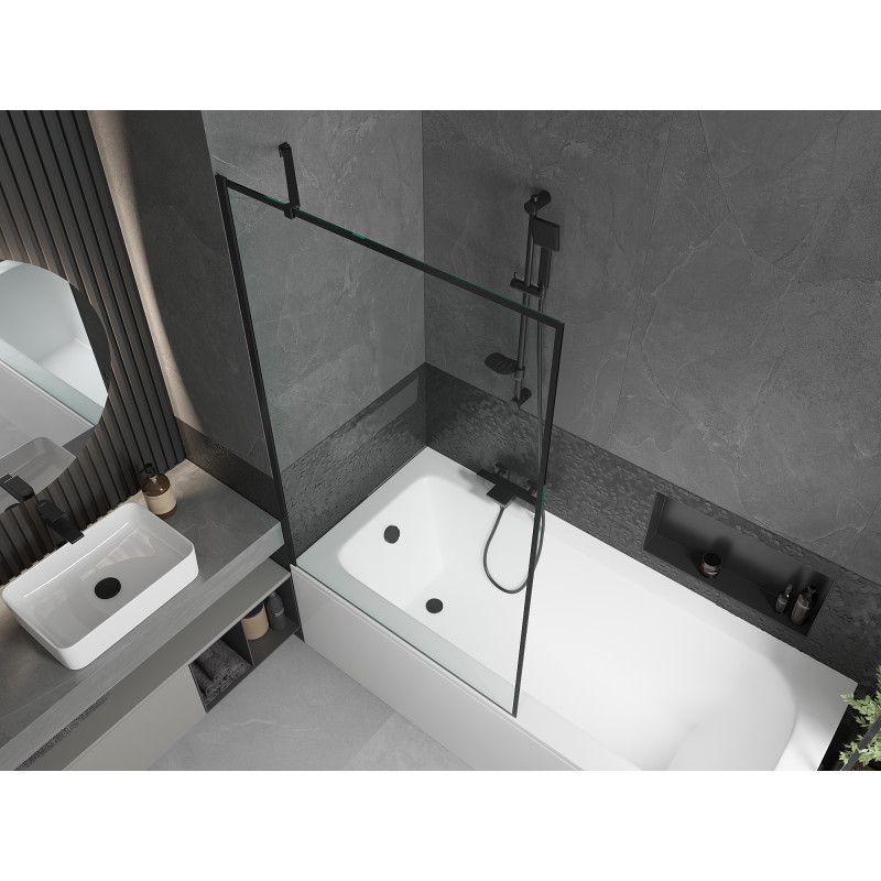 Wanna prostokątna Mexen Vega 150 x 70 cm z obudową i parawanem 1-skrzydłowym 100 cm czarny wzór  550115070X9510007070 1 szt.