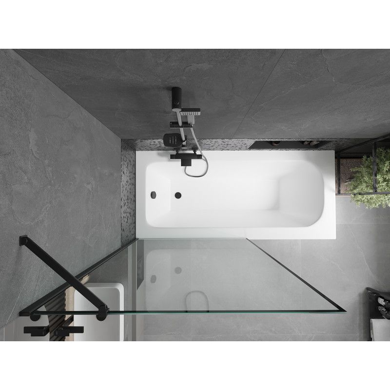 Wanna prostokątna Mexen Vega 150 x 70 cm z obudową i parawanem 1-skrzydłowym 100 cm czarny wzór  550115070X9510007070 1 szt.