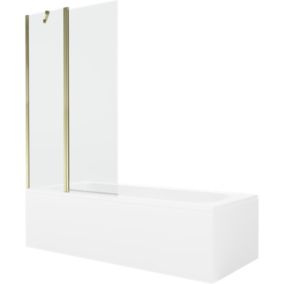 Wanna prostokątna Mexen Vega 150 x 70 cm z obudową i parawanem 1-skrzydłowym 100 cm transparent złoty 1 kpl.