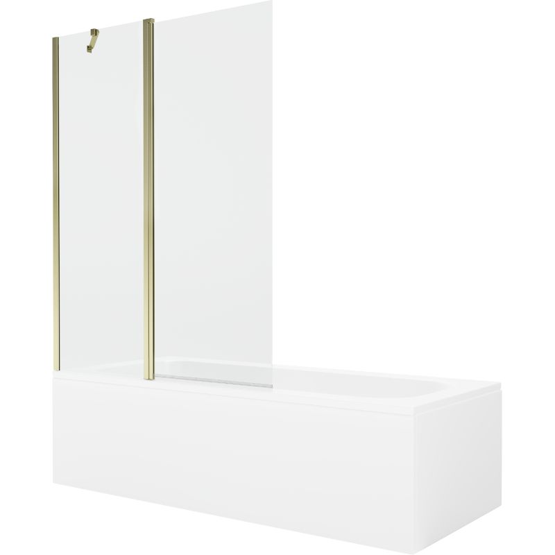 Wanna prostokątna Mexen Vega 150 x 70 cm z obudową i parawanem 1-skrzydłowym 120 cm transparent złoty 1 kpl.