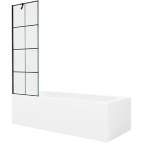 Wanna prostokątna Mexen Vega 150 x 70 cm z obudową i parawanem 1-skrzydłowym 60 cm czarny wzór 1 szt.