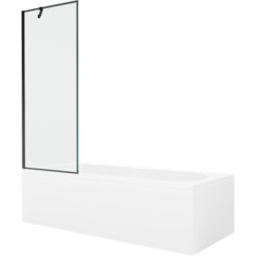 Wanna prostokątna Mexen Vega 150 x 70 cm z obudową i parawanem 1-skrzydłowym 70 cm czarny wzór  550115070X9507007070 1 szt.