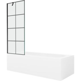 Wanna prostokątna Mexen Vega 150 x 70 cm z obudową i parawanem 1-skrzydłowym 70 cm czarny wzór  550115070X9507007077 1 szt.