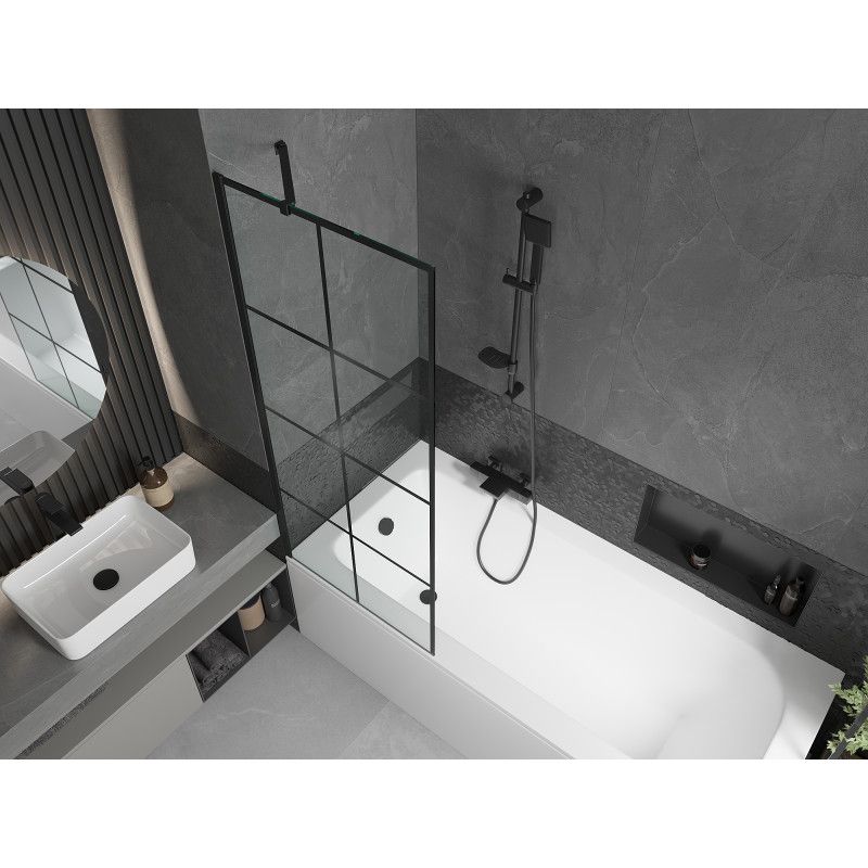 Wanna prostokątna Mexen Vega 150 x 70 cm z obudową i parawanem 1-skrzydłowym 70 cm czarny wzór  550115070X9507007077 1 szt.