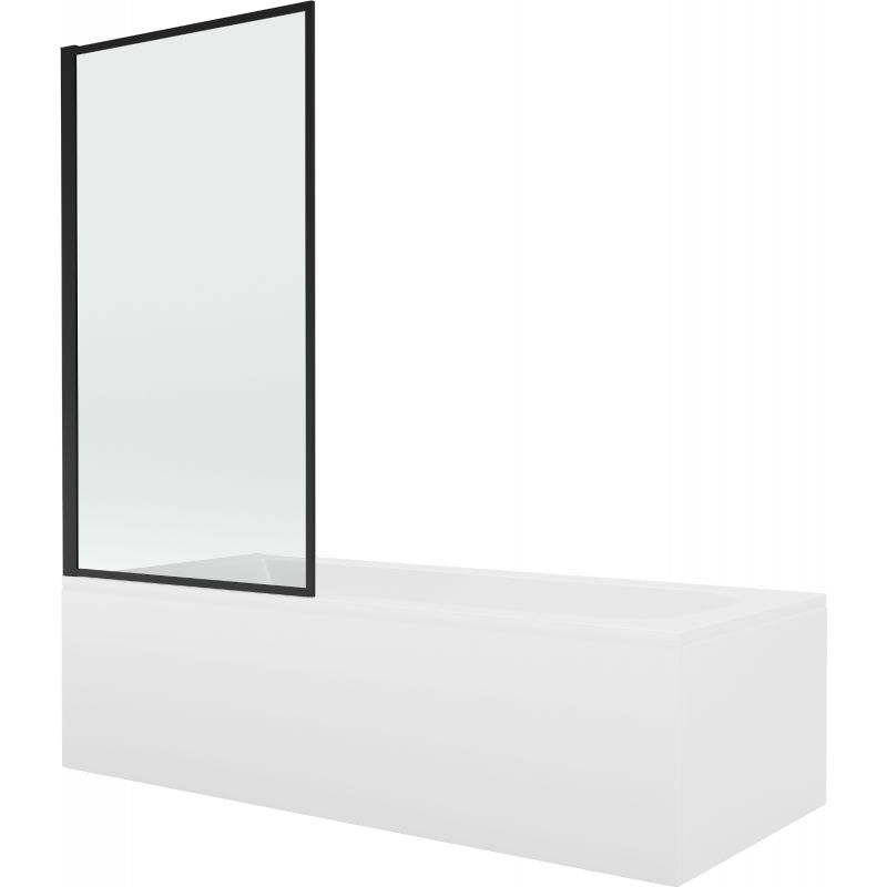 Wanna prostokątna Mexen Vega 150 x 70 cm z obudową i parawanem 1-skrzydłowym 70 cm czarny wzór fix  550115070X9307007070 1 szt.