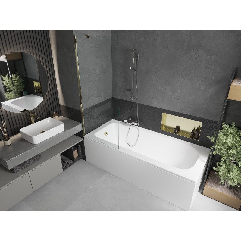 Wanna prostokątna Mexen Vega 150 x 70 cm z obudową i parawanem 1-skrzydłowym 70 cm transparent chrom  550115070X9507000001 1 szt.