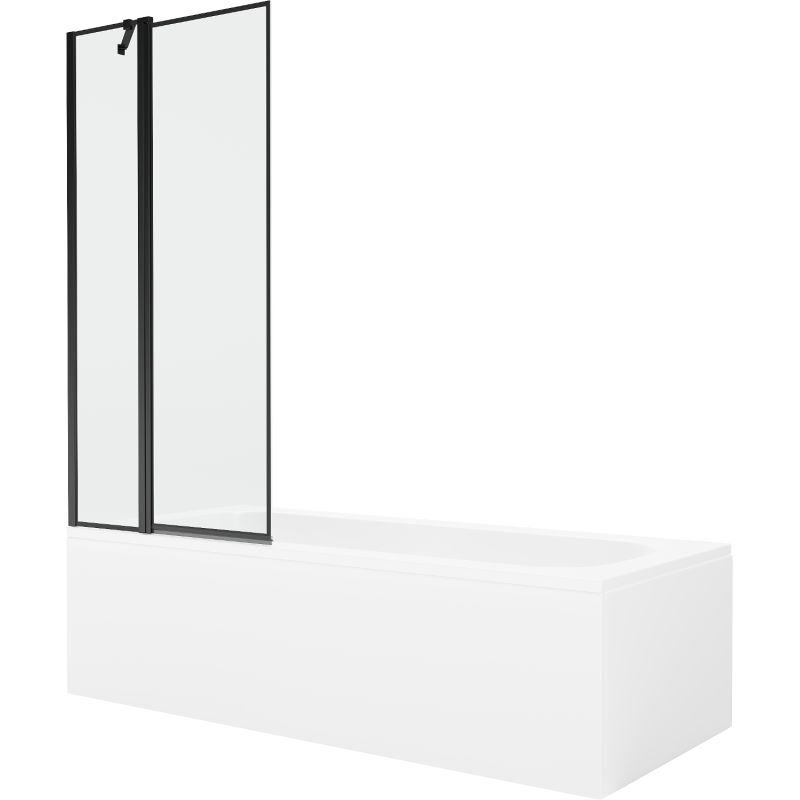Wanna prostokątna Mexen Vega 150 x 70 cm z obudową i parawanem 1-skrzydłowym 80 cm czarny wzór  550115070X9408117070 1 szt.