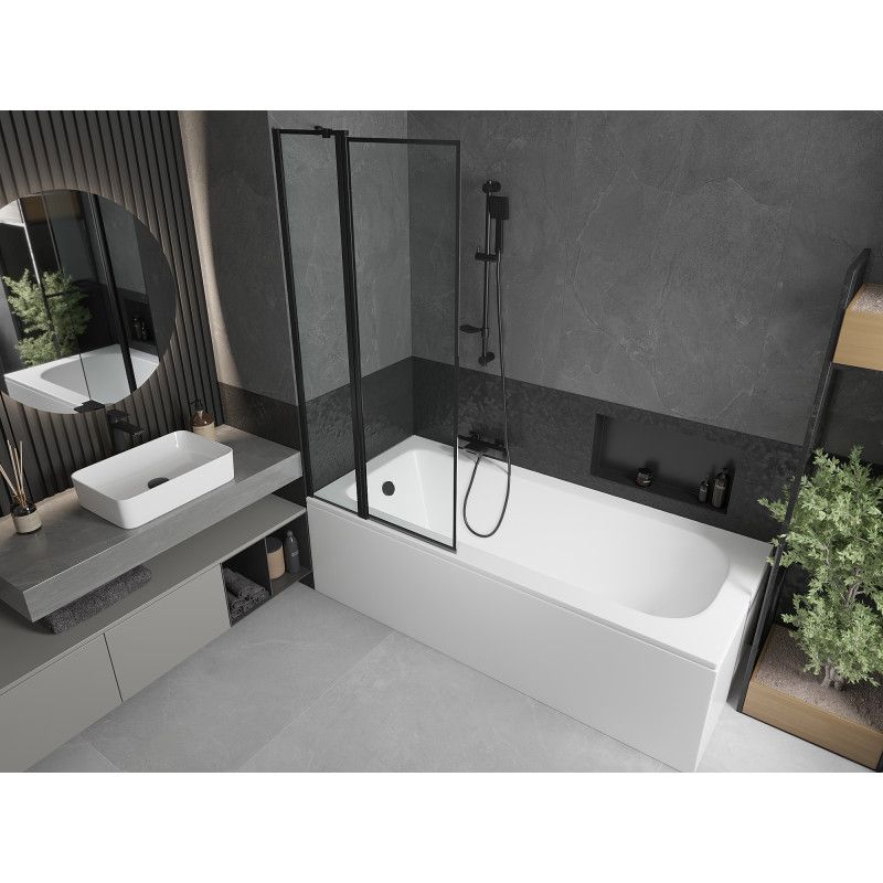 Wanna prostokątna Mexen Vega 150 x 70 cm z obudową i parawanem 1-skrzydłowym 80 cm czarny wzór  550115070X9408117070 1 szt.