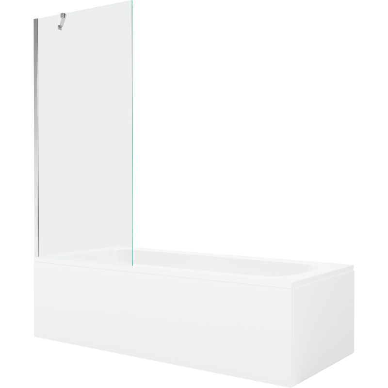 Wanna prostokątna Mexen Vega 150 x 70 cm z obudową i parawanem 1-skrzydłowym 80 cm transparent chrom  550115070X9508000001 1 szt.