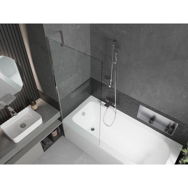 Wanna prostokątna Mexen Vega 150 x 70 cm z obudową i parawanem 1-skrzydłowym 80 cm transparent chrom  550115070X9508000001 1 szt.