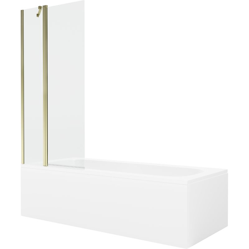 Wanna prostokątna Mexen Vega 150 x 70 cm z obudową i parawanem 1-skrzydłowym 80 cm transparent złoty 1 kpl.