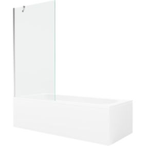 Wanna prostokątna Mexen Vega 150 x 70 cm z obudową i parawanem 1-skrzydłowym 90 cm transparent chrom 1 kpl.