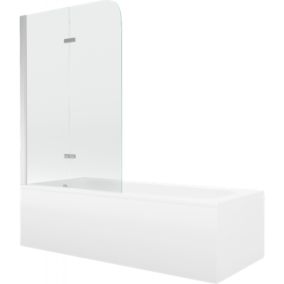 Wanna prostokątna Mexen Vega 150 x 70 cm z obudową i parawanem 2-skrzydłowym 100 cm transparent chrom 1 szt.
