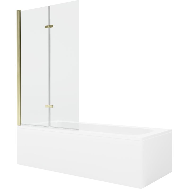 Wanna prostokątna Mexen Vega 150 x 70 cm z obudową i parawanem 2-skrzydłowym 100 cm transparent złoty 1 kpl.