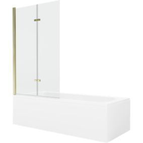 Wanna prostokątna Mexen Vega 150 x 70 cm z obudową i parawanem 2-skrzydłowym 100 cm transparent złoty 1 kpl.