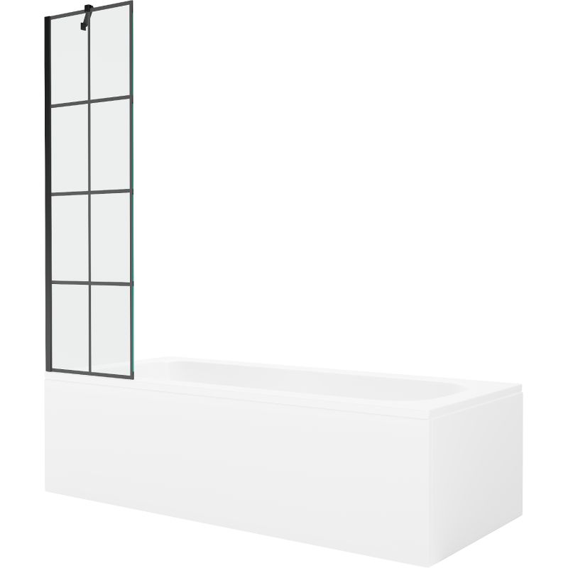 Wanna prostokątna Mexen Vega 160 x 70 cm z obudową i parawanem 1-skrzydłowym 50 cm czarny wzór 1 szt.