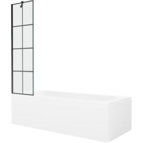 Wanna prostokątna Mexen Vega 160 x 70 cm z obudową i parawanem 1-skrzydłowym 50 cm czarny wzór 1 szt.
