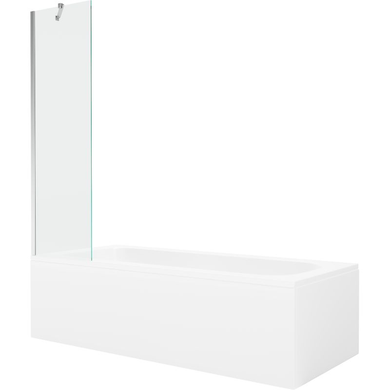 Wanna prostokątna Mexen Vega 160 x 70 cm z obudową i parawanem 1-skrzydłowym 50 cm transparent chrom 1 kpl.