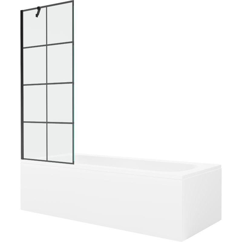 Wanna prostokątna Mexen Vega 160 x 70 cm z obudową i parawanem 1-skrzydłowym 70 cm czarny wzór  550116070X9507007077 1 szt.
