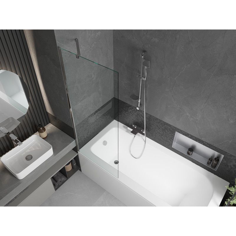 Wanna prostokątna Mexen Vega 160 x 70 cm z obudową i parawanem 1-skrzydłowym 70 cm transparent chrom  550116070X9507000001 1 szt.